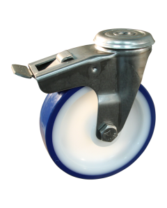 Novio serie 27-30 Zwenkwiel geremd met boutgat - Ø100 mm - glijlager - PU/TPU - 227.101.300.501