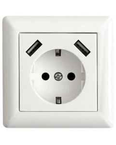 LEDmaxx USB1001 wandcontactdoos met 2x USB en kinderbeveiliging - inbouw - wit