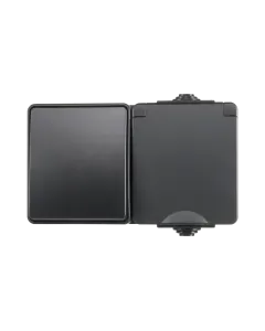 ION Opbouw combinatie wandcontactdoos en wisselschakelaar IP55 - horizontaal - zwart - 55.200.090