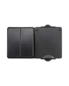 ION Opbouw combinatie wandcontactdoos en serieschakelaar IP55 - horizontaal - zwart - 55.200.110