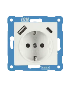 ION Wandcontactdoos USB A + USB C met aanraakbeveiliging VJ/J1 - mat Alpin Wit - 10.300.415