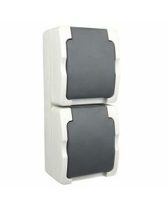 Nvoltz spatwaterdicht wandcontactdoos WCD verticaal 2-voudig 2P+RA