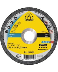 Klingspor Kronenflex® A 60 TZ Special doorslijpschijf - Ø125x1x22,23 mm - 202401