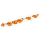 Toolflex ONE Aluminium rail met 5 gereedschapshouders - 940 mm - Ø15-35 mm - oranje