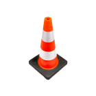 Labora Pilon / verkeerskegel met verzwaarde voet - 50 cm - oranje / wit - kunststof