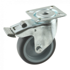 Zwenkwiel 50 mm met rem en plaat - serie 68-60 - kunststof velg - TPE