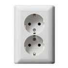 Gira 078803 Dubbele wandcontactdoos met randaarde - systeem 55 - zuiver wit glanzend