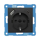 ION Wandcontactdoos USB A + USB C met aanraakbeveiliging VJ/J1 - mat zwart - 10.300.416