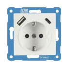 ION Wandcontactdoos USB A + USB C met aanraakbeveiliging VJ/J1 - mat Alpin Wit - 10.300.415