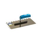 HEVU Lijmspaan halfrond gezet 280 mm - RVS - houten handvat