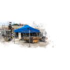 Grizzly GO-WORK50 Doorwerktent / partytent - 3x3 meter - aluminium frame - blauw doek - GOW5033B