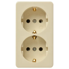 Kaiser Wandcontactdoos met randaarde - opbouw - 2-voudig - crème