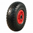 Novio Steekwagenwiel PU volrubber - 3.00-4 - 2.10-4 - rollager - asgat Ø20 mm - NL75 mm - kunststof velg - rood