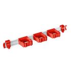 Toolflex One Aluminium rail met 3 gereedschapshouders - 540 mm - Ø15-35 mm - rood