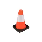 Labora Pilon / verkeerskegel met verzwaarde voet - 32 cm - oranje / wit - kunststof