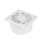 Nicoll PVC Douchesifon wit met vaste rand en rooster - verticale inwendige uitlaat - 100x100 mm