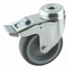 Zwenkwiel 75 mm met rem en boutgat - serie 68-60 - kunststof velg - TPE