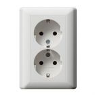 Gira 078803 Dubbele wandcontactdoos met randaarde - systeem 55 - zuiver wit glanzend