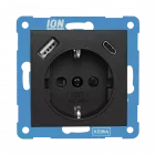 ION Wandcontactdoos USB A + USB C met aanraakbeveiliging VJ/J1 - mat zwart - 10.300.416
