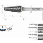 Rotec HM Stiftfrees kegelvorm met ronde kop model L (KEL)