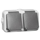 Peha H6632WAB Wandcontactdoos 2-voudig - waterdicht - horizontaal - grijs