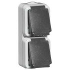 Peha H6622WAB Wandcontactdoos 2-voudig - waterdicht - grijs - verticaal
