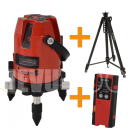 Futech PROMO MULTICROSS 5 SD RED kruislijnlaser met statief + ontvanger - Li-Ion - rood - 033.05R-P