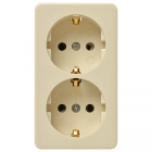 Kaiser Wandcontactdoos met randaarde - opbouw - 2-voudig - crème