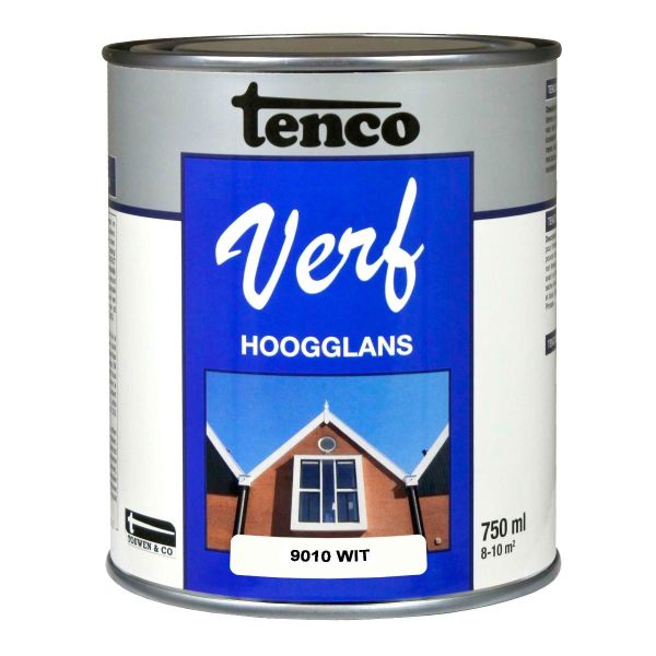 TencoVerf Dekkend hoogglans - wit RAL 9010 - 750 ml - 11270002