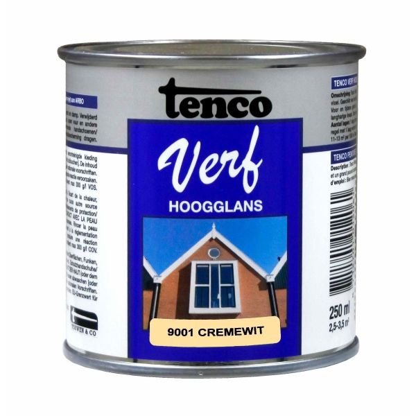 TencoVerf Dekkend hoogglans - cremewit RAL 9001 - 250 ml - 11270101
