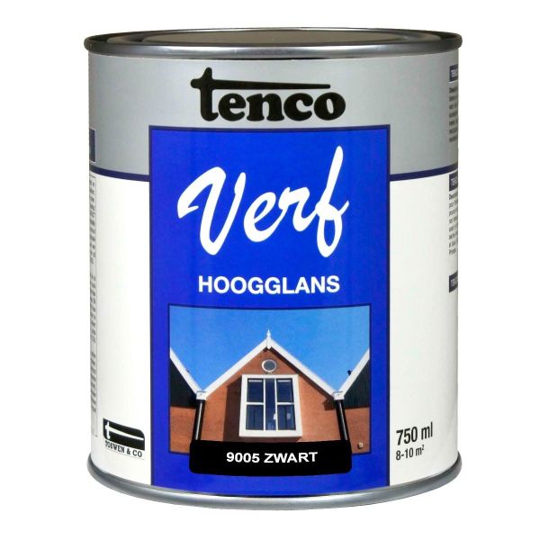 TencoVerf Dekkend hoogglans - zwart RAL 9005 - 750 ml - 11270202