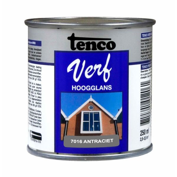 TencoVerf Dekkend hoogglans - antraciet RAL 7016 - 250 ml - 11270301
