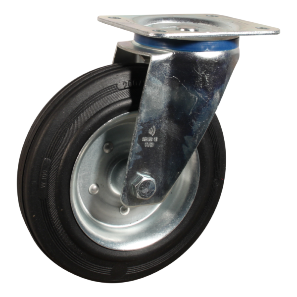 Novio serie 02-15 Zwenkwiel met plaatbevestiging - Ø200 mm - rollager - rubber/TPE - 202.202.156.000