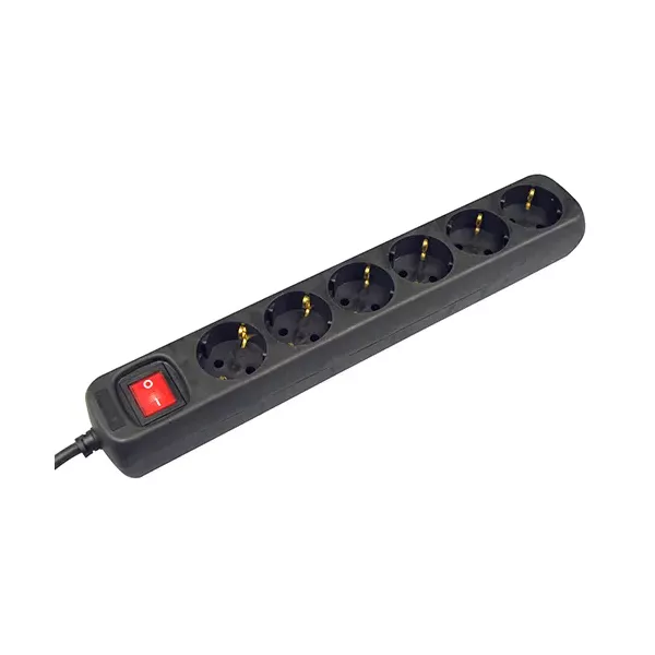VB Tafelcontactdoos met schakelaar - 6-voudig - 1,5 meter 3x1,5 mm² - zwart