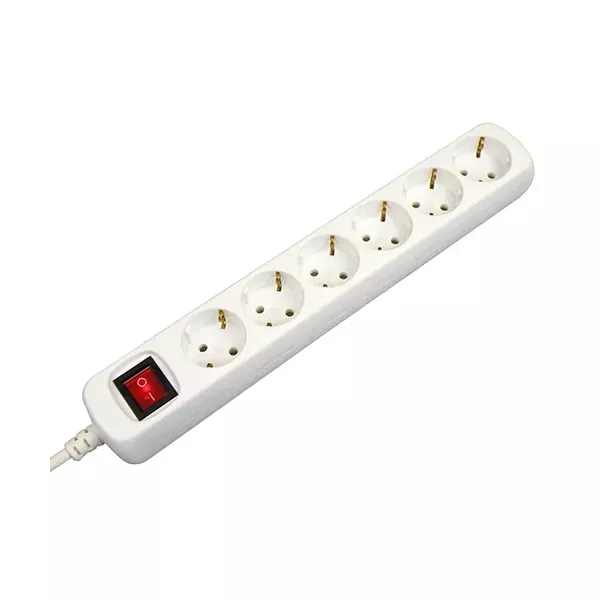 VB tafelcontactoos met schakelaar - 6-voudig - 1,5 meter 3x1,5² - wit