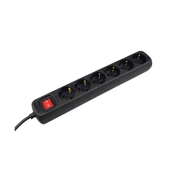 VB Tafelcontactdoos met schakelaar - 6-voudig - 3 meter 3x1,5 mm² - Zwart