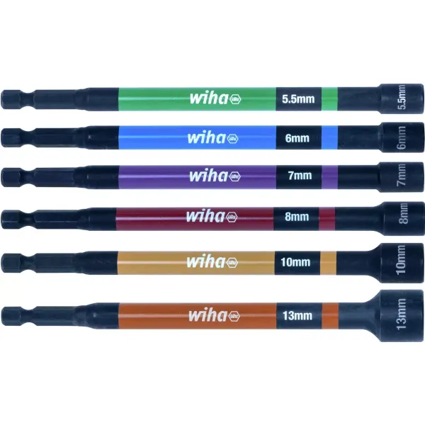 Wiha 7044C Magnetische dopsleutels / dopbitset met kleurcodering - 150 mm - 6-delig - 47035