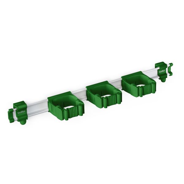 Toolflex One Aluminium rail met 3 gereedschapshouders - 540 mm - &Oslash;15-35 mm - groen