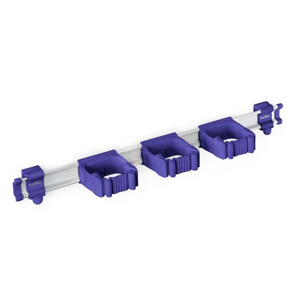 Toolflex One Aluminium rail met 3 gereedschapshouders - 540 mm - &Oslash;15-35 mm - paars