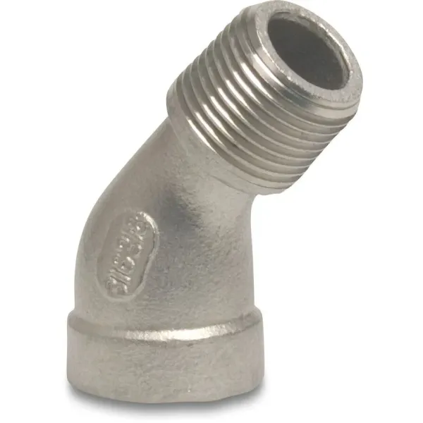 Profec Knie 45&deg; nr. 121 - RVS - 16 bar - binnendraad x buitendraad