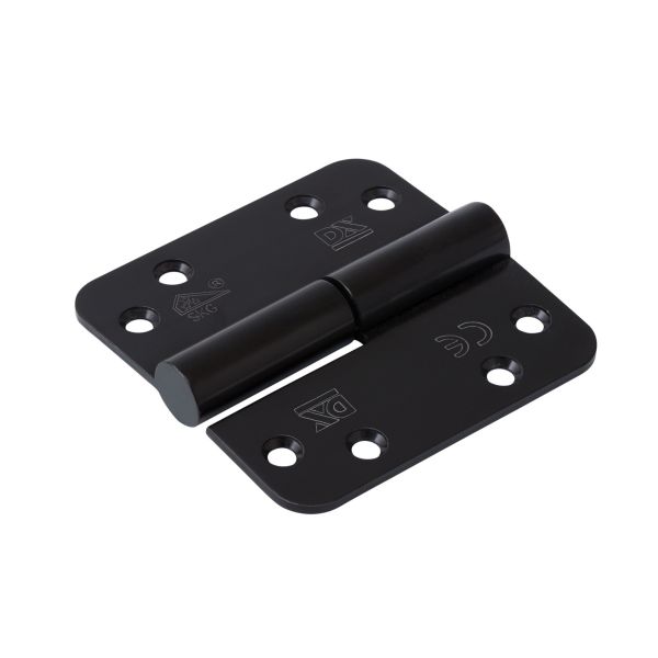 Dulimex Kogelstiftpaumelle SKG***® - 89x89 mm - rechts - ronde hoeken - RVS zwart gelakt