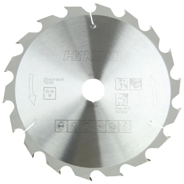 Hikoki 752456 HM cirkelzaagblad wisseltand - Ø235x2,6/1,6x30 mm Z=18