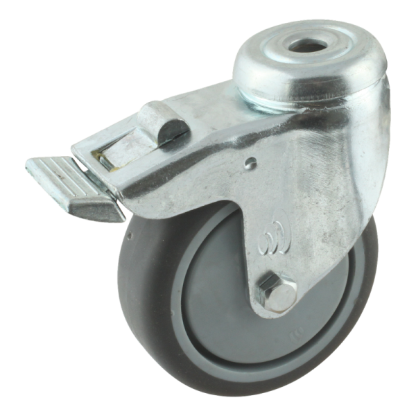 Novio serie 68-60 Zwenkwiel geremd met boutgat bevestiging - Ø75 mm - kogellager - rubber/TPE - 468.756.600.300