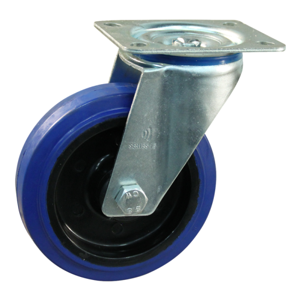 Novio serie 13-15 Zwenkwiel met plaatbevestiging - Ø100 mm - rollager - rubber/TPE - 213.102.156.000