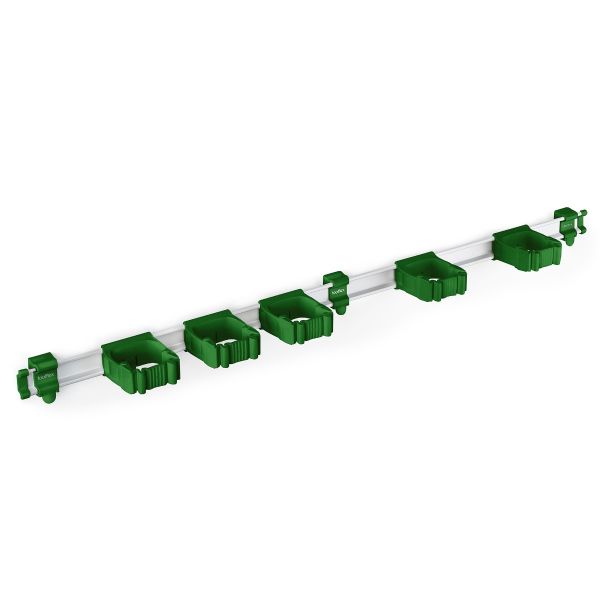 Toolflex ONE Aluminium rail met 5 gereedschapshouders - 940 mm - &Oslash;15-35 mm - groen