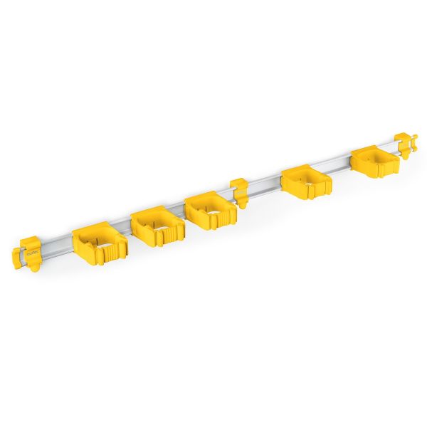 Toolflex ONE Aluminium rail met 5 gereedschapshouders - 940 mm - &Oslash;15-35 mm - geel