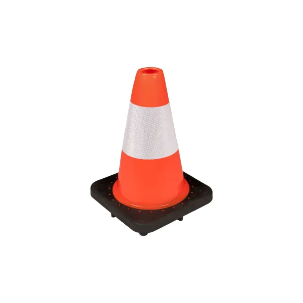 Labora Pilon / verkeerskegel met verzwaarde voet - 32 cm - oranje / wit - kunststof