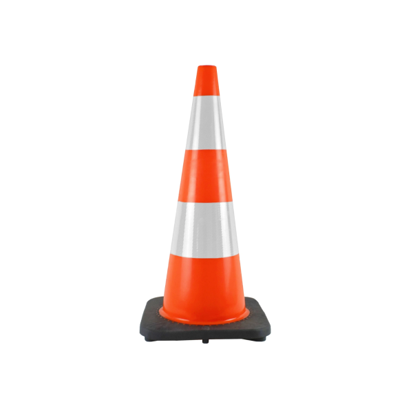 Labora Pilon / verkeerskegel met verzwaarde voet - 75 cm - oranje / wit - kunststof