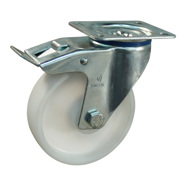 Novio serie 34-15 Zwenkwiel geremd met plaatbevestiging - Ø100 mm - rollager - kunststof - 234.102.156.535