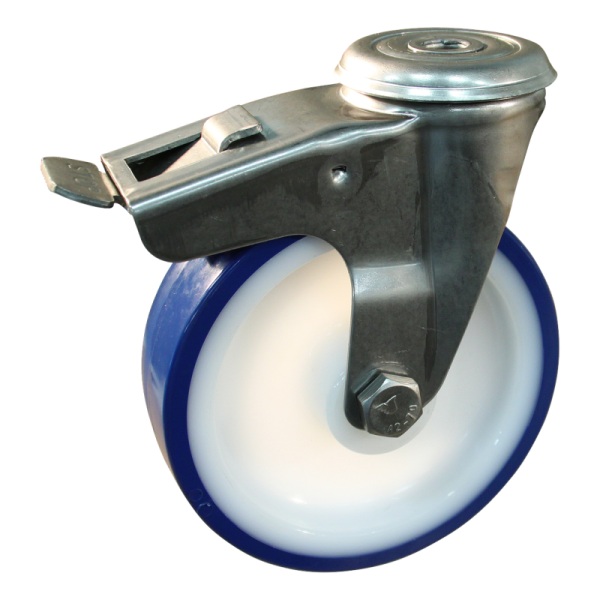 Novio serie 27-30 Zwenkwiel geremd met boutgat - Ø100 mm - glijlager - PU/TPU - 227.101.300.501